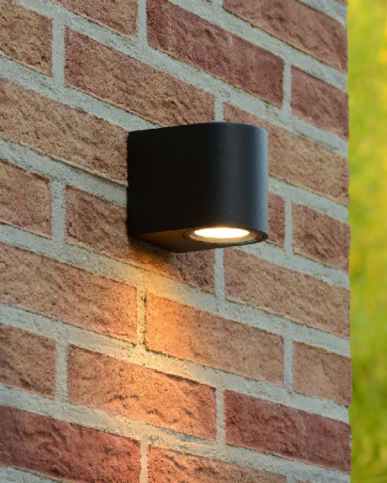 Lucide ZORA-LED - Outdoor Wall Spotlight - LED Dim. - GU10 - 1x5W 3000K - IP44 - Black